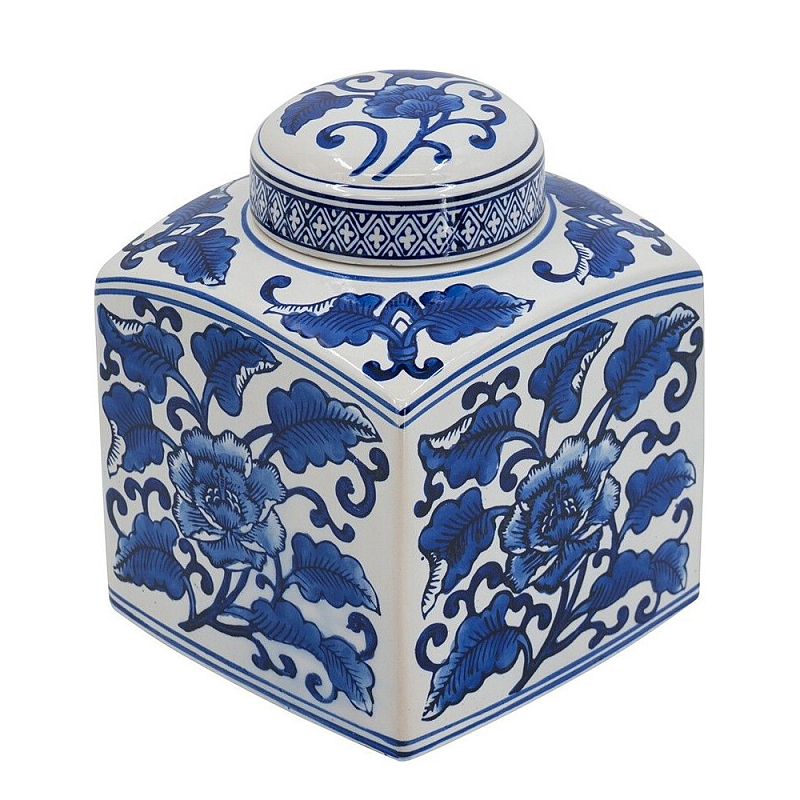 Ваза с крышкой в китайском стиле Oriental Blue & White Ornament Vases Синий Белый в Ростове-на-Дону | Loft Concept 