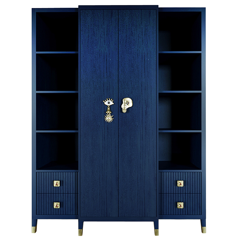 Большой шкаф с витриной Elsa Dreams Blue Синий Золотой Большой шкаф с витриной Elsa Dreams Blue Синий Золотой в Ростове-на-Дону | Loft Concept