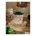 Кашпо с растительным и животным орнаментом на бронзовых ножках Turquoise Blooming Garden варинант исполнения - 6 | Loft Concept в Ростове-на-Дону