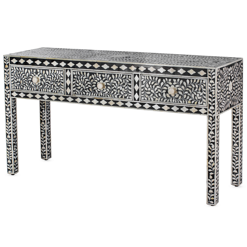      BONE INLAY CONSOL TABLE 3 DRAWER ivory (   )   -- | Loft Concept 