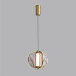 Подвесной светильник с круглым плафоном из искусственного алебастра в бронзовой оправе Marbella варинант исполнения - 4 | Loft Concept в Ростове-на-Дону