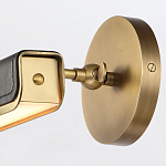 Светильник для картин цвет винтажная латунь с прямоугольным плафоном из кожи черного цвета Alora варинант исполнения - 6 | Loft Concept в Ростове-на-Дону