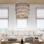 Люстра трехъярусная с декором из круглых деревянных бусин с кисточками Gray Brown Wooden Beads Chandelier варинант исполнения - 5 | Loft Concept в Ростове-на-Дону