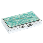 Таблетница карманная прямоугольная на 7 отделений с зеркалом и накладкой из натурального камня Амазонит Silver Stone Pillboxes варинант исполнения - 1 | Loft Concept в Ростове-на-Дону