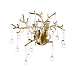 Бра в форме ветвей деревьев золотого цвета с прозрачными подвесками-каплями Droplet Bra варинант исполнения - 3 | Loft Concept в Ростове-на-Дону