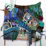 Панно гобелен яркие Пространство-Время TimeSpace Blue варинант исполнения - 1 | Loft Concept в Ростове-на-Дону