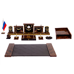Настольный письменный набор с часами из природного камня обсидиана Royal Set варинант исполнения - 1 | Loft Concept в Ростове-на-Дону