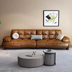 Диван двухместный кожаный с каркасом из массива дерева Medieval Furniture варинант исполнения - 1 | Loft Concept в Ростове-на-Дону