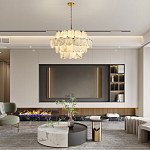 Люстра четырехъярусная с подвесками в форме дисков Cryptocrystalline Stone варинант исполнения - 6 | Loft Concept в Ростове-на-Дону