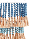 Подвесной светильник двухъярусный с декором из круглых деревянных бусин с кисточками Blue Wooden Beads Chandelier варинант исполнения - 1 | Loft Concept в Ростове-на-Дону