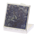 Таблетница карманная квадратная с 4-мя отделениями с зеркалом и накладкой из натурального камня Содалит Silver Stone Pillboxes варинант исполнения - 2 | Loft Concept в Ростове-на-Дону