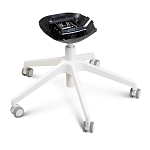 Стул с мягкой синей обивкой из велюра и подъемно-поворотным механизмом на белых колесиках Harper Blue and White варинант исполнения - 5 | Loft Concept в Ростове-на-Дону