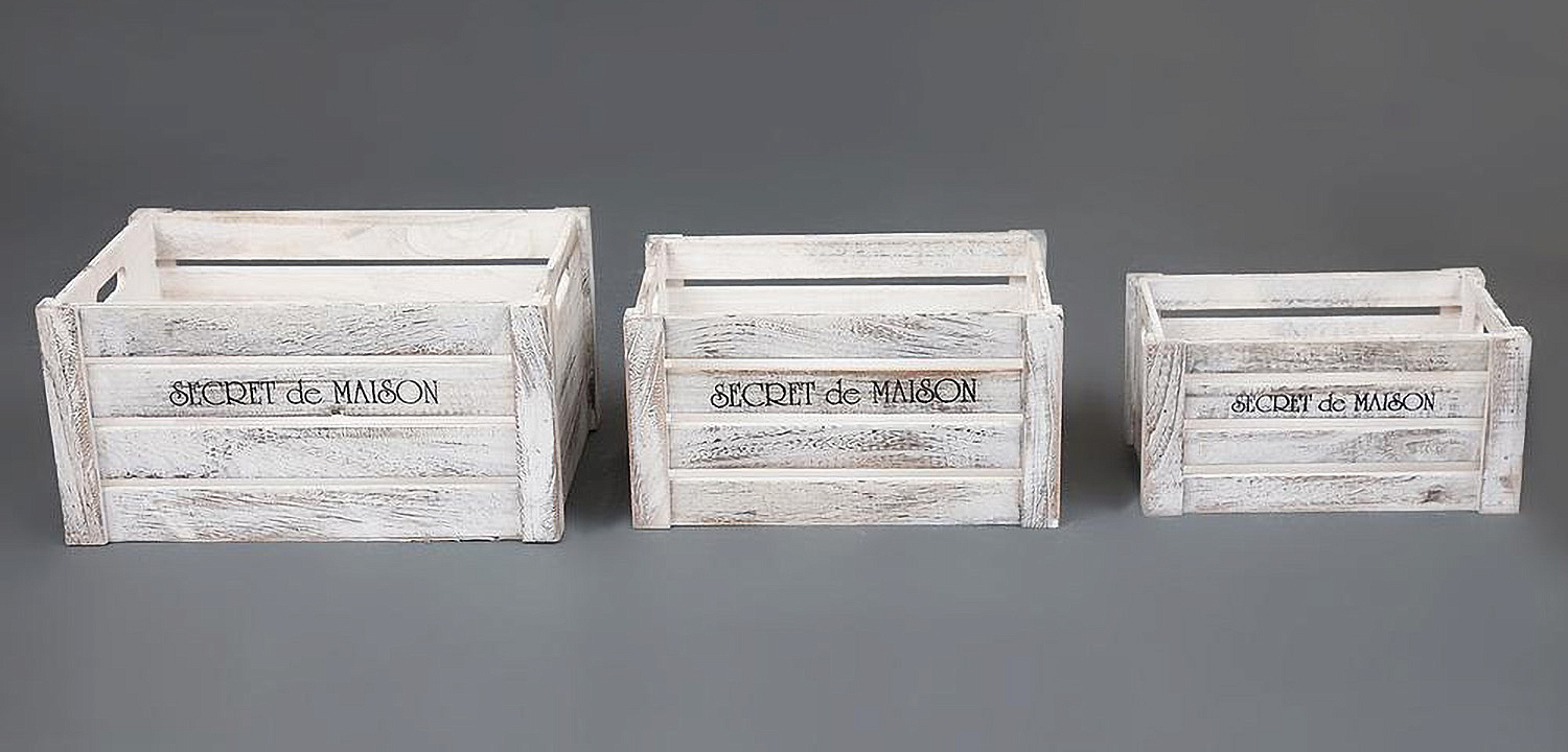 Набор из трёх ящиков Set of three antique white boxes  - Loft-Concept в Ростове-на-Дону