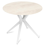 Стол обеденный с круглой столешницей из керамики на четырех белых ножках Sand Ceramics варинант исполнения - 3 | Loft Concept в Ростове-на-Дону