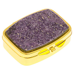 Таблетница карманная прямоугольная с 2-мя отделениями с зеркалом и накладкой из натурального камня Флюорит Gold Stone Pillboxes варинант исполнения - 1 | Loft Concept в Ростове-на-Дону
