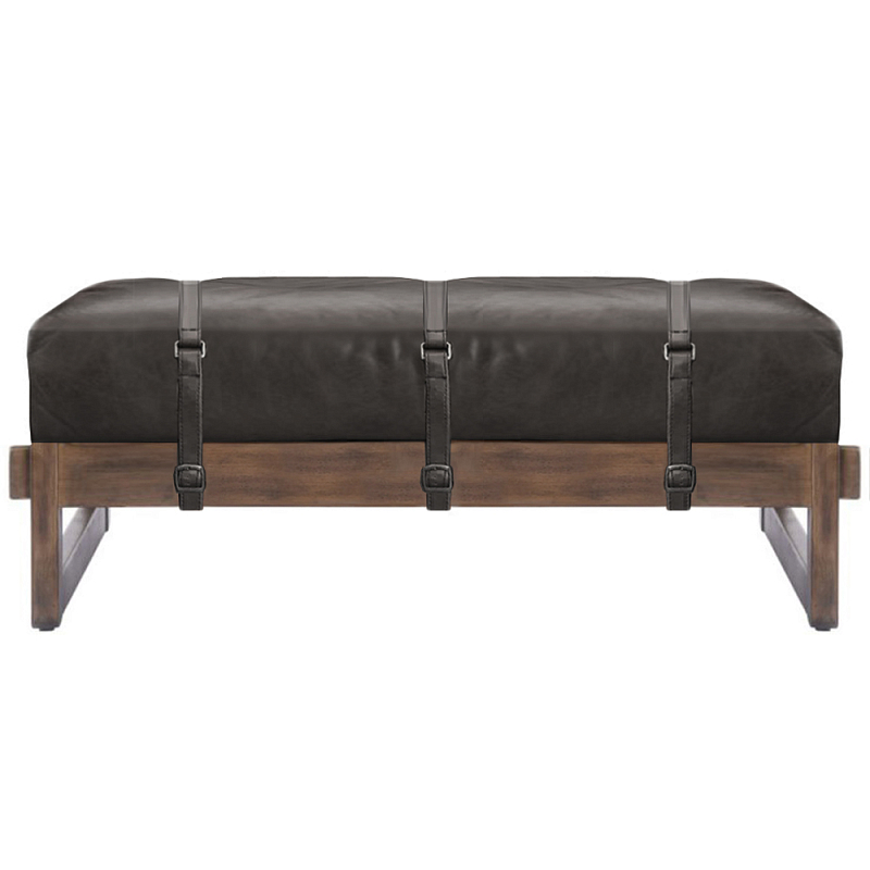 Банкетка Duncan винтажная черная кожа Черный Коричневый в Ростове-на-Дону | Loft Concept 