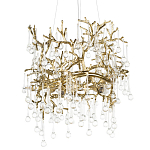 Подвесная люстра в виде ветвей деревьев золотого цвета с прозрачными подвесками-каплями 8 и 14 ламп Droplet Chandelier варинант исполнения - 1 | Loft Concept в Ростове-на-Дону