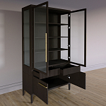 Витрина Primo со стеклянными фасадами и буфетом шпон Темный орех варинант исполнения - 4 | Loft Concept в Ростове-на-Дону