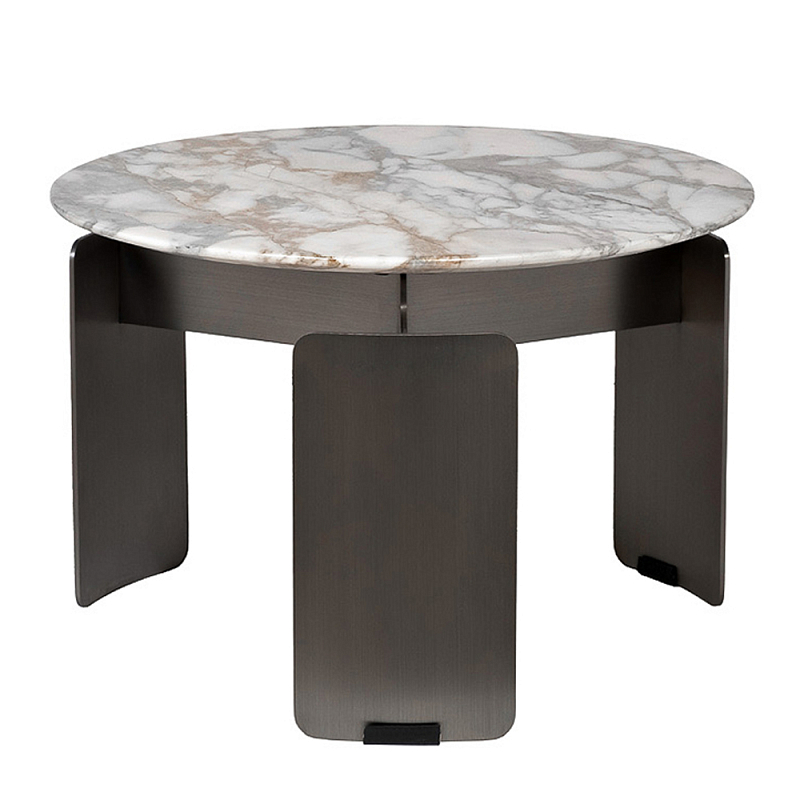 Столик журнальный с круглой мраморной столешницей на трех опорах Marble Stone Drawing  в Ростове-на-Дону | Loft Concept 
