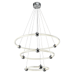 Люстра подвесная трехъярусная c плафонами в виде колец Lighting Rings Silver варинант исполнения - 1 | Loft Concept в Ростове-на-Дону