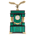 Часы настольные из натурального камня Малахит с декором в виде орла Eagle Stone Clock варинант исполнения - 1 | Loft Concept в Ростове-на-Дону