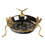 Блюдо черного цвета из фрафора на бронзовых ножках в виде стрекоз Eden Garden варинант исполнения - 2 | Loft Concept в Ростове-на-Дону