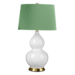 Настольная лампа с белым фигурным основанием на латунном основании и зеленым тканевым конусным абажуром Elstead Lighting варинант исполнения - 1 | Loft Concept в Ростове-на-Дону