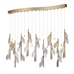 Люстра с золотистыми трубками и прозрачными стеклянными листьями на подвесах Sylva  варинант исполнения - 3 | Loft Concept в Ростове-на-Дону