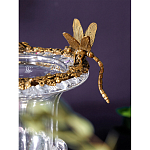 Ваза из прозрачного стекла на бронзовой подставке с ободком и ручками в виде стрекоз Eden Garden варинант исполнения - 3 | Loft Concept в Ростове-на-Дону