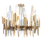 Люстра с вертикальными стеклянными элементами и металлическим каркасом цвета Латунь Vertical Glass варинант исполнения - 2 | Loft Concept в Ростове-на-Дону