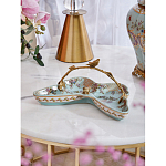 Блюдо из голубого фарфора с бронзовой ручкой в виде ветки Blue Garden варинант исполнения - 3 | Loft Concept в Ростове-на-Дону