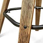 Барный стул со спинкой и металлической подставкой на 4-х деревянных ножках Коричневый Велюр Vendramin Chair варинант исполнения - 3 | Loft Concept в Ростове-на-Дону