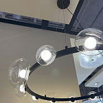 Люстра подвесная круглая с 12-ю прозрачными куполообразными плафонами и черным металлическим основанием Flos Wireline Lighting варинант исполнения - 6 | Loft Concept в Ростове-на-Дону