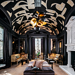 Обои ручная роспись в стиле Арт-деко Symphony Original colourway on Flint silk dupion варинант исполнения - 1 | Loft Concept в Ростове-на-Дону