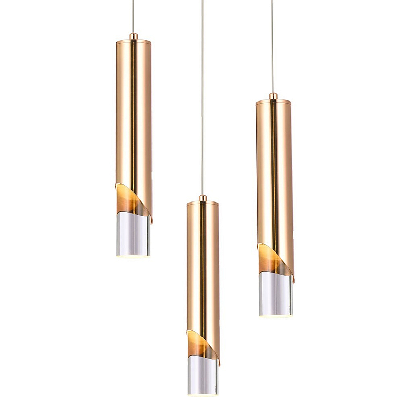   Metal Acrylic Tube Trio Gold Hanging Lamp    -- | Loft Concept 