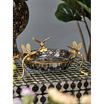 Блюдо черного цвета из фрафора на бронзовых ножках в виде стрекоз Eden Garden варинант исполнения - 3 | Loft Concept в Ростове-на-Дону