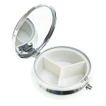 Таблетница карманная круглая с 3-мя отделениями с зеркалом и накладкой из натурального камня Содалит Silver Stone Pillboxes варинант исполнения - 2 | Loft Concept в Ростове-на-Дону