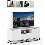 ТВ-тумба белая с  2-мя дверцами и ящиком Strict Lines варинант исполнения - 5 | Loft Concept в Ростове-на-Дону