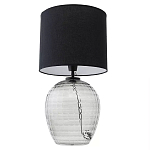 Настольная лампа с черным цилиндрическим тканевым абажуром и фактурным прозрачным основанием Black Cone варинант исполнения - 2 | Loft Concept в Ростове-на-Дону