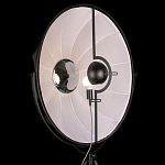 Торшер в виде прожектора с круглым тканевым абажуром на треноге черного цвета Radiance Éclat варинант исполнения - 5 | Loft Concept в Ростове-на-Дону