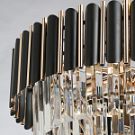 Люстра из черного металла с многоярусными подвесками из прозрачного хрусталя на золотой цепи Empire Black Chandelier Crystal варинант исполнения - 10 | Loft Concept в Ростове-на-Дону