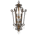 Люстра бронзового цвета с 6-ю лампами и стеклянными подвесками в классическом стиле Quoizel варинант исполнения - 1 | Loft Concept в Ростове-на-Дону