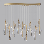Люстра с золотистыми трубками и прозрачными стеклянными листьями на подвесах Sylva  варинант исполнения - 4 | Loft Concept в Ростове-на-Дону