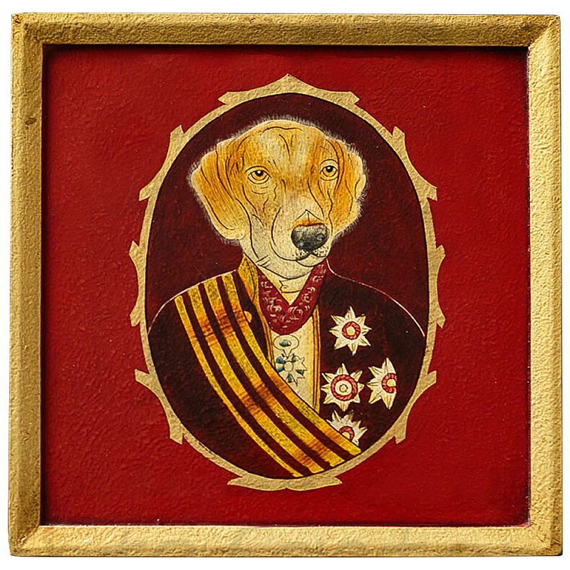     Chinoiserie Labrador Dog Red Portrait     -- | Loft Concept 
