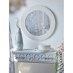 Зеркало круглое инкрустированное раковинами устриц Bone Inlay Dome Mirror White варинант исполнения - 2 | Loft Concept в Ростове-на-Дону