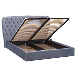 Кровать двуспальная серая с основанием из массива дерева с мягким изголовьем Velour Beds варинант исполнения - 2 | Loft Concept в Ростове-на-Дону