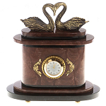 Часы настольные из натурального камня с декором в виде двух лебедей Swans Stone Clock варинант исполнения - 5 | Loft Concept в Ростове-на-Дону