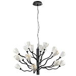 Люстра подвесная черного цвета с ветвями и белыми фарфоровыми цветами Floralis варинант исполнения - 7 | Loft Concept в Ростове-на-Дону