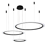 Люстра подвесная светодиодная с тремя черными кольцами и пультом управления Ring Horizontal варинант исполнения - 2 | Loft Concept в Ростове-на-Дону