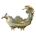 Чаша голубого цвета с оранментом и и бронзовыми фигурами леопардов Eden Garden варинант исполнения - 3 | Loft Concept в Ростове-на-Дону